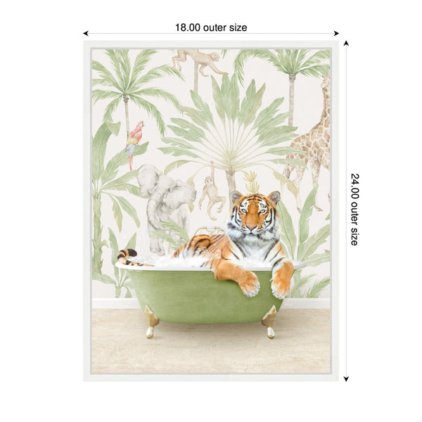 Kate & Laurel Sylvie Tiger In Wild Safari Bathtub Framed Canvas By Amy Peterson