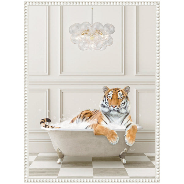Kate & Laurel Sylvie Tiger Traditional Chandelier Bath Framed Canvas By Amy Peterson