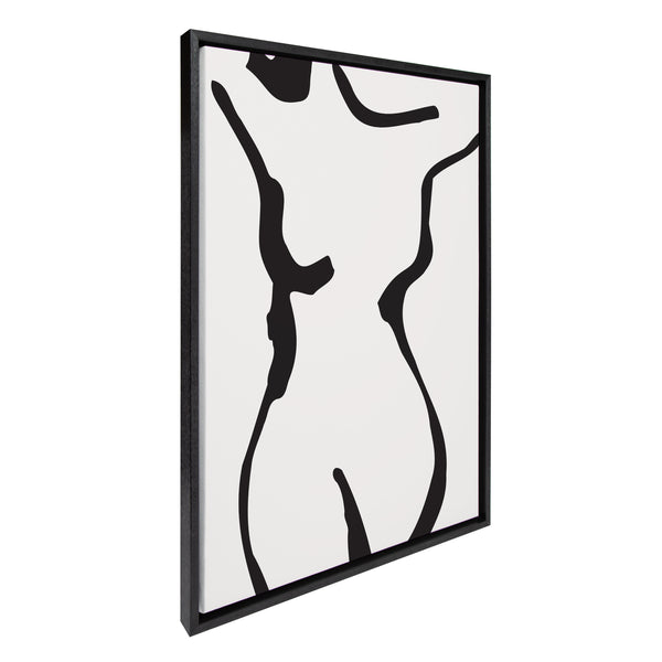 Kate & Laurel Sylvie Timeless Feminine Figural Drawing 1 Black And White Framed Canvas By The Creative Bunch Studio