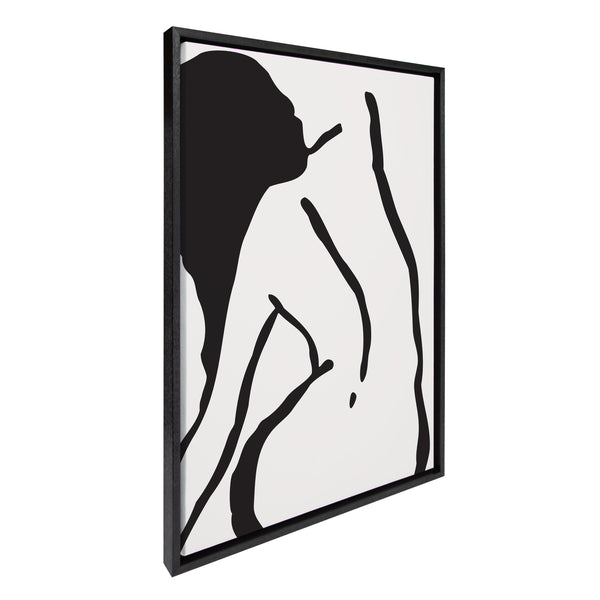 Kate & Laurel Sylvie Timeless Feminine Figural Drawing 2 Black And White Framed Canvas By The Creative Bunch Studio