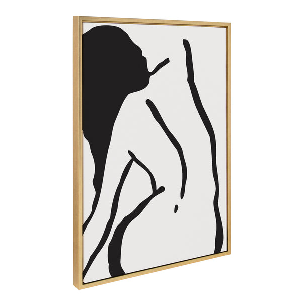 kate & laurel Sylvie Timeless Feminine Figural Drawing 2 Black and White Framed Canvas by The Creative Bunch Studio