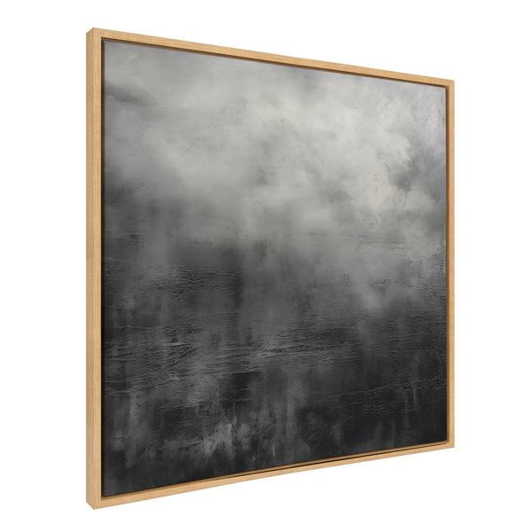 kate & laurel Sylvie Tonal Abstract Black Gray Framed Canvas by The Creative Bunch Studio