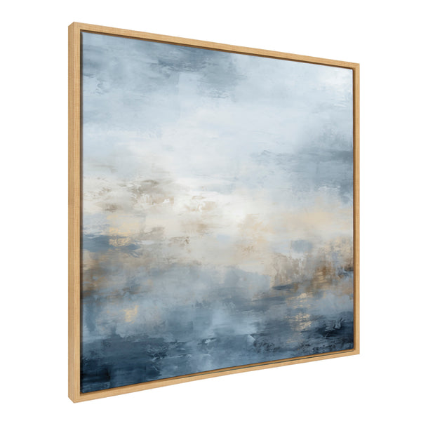 Kate & Laurel Sylvie Tonal Abstract Blue Framed Canvas By The Creative Bunch Studio