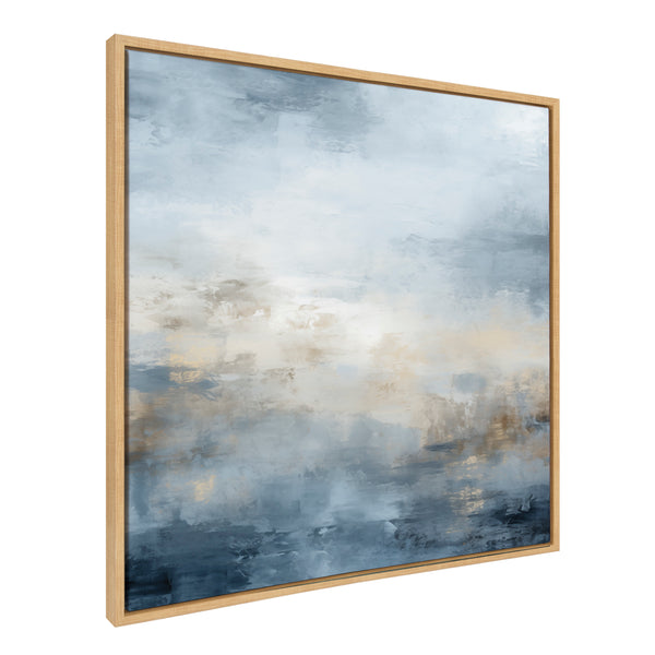 kate & laurel Sylvie Tonal Abstract Blue Framed Canvas by The Creative Bunch Studio