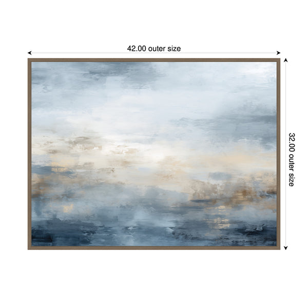 Kate & Laurel Sylvie Tonal Abstract Oceanic Nautical Serenity Blue Horizontal Framed Canvas By The Creative Bunch Studio