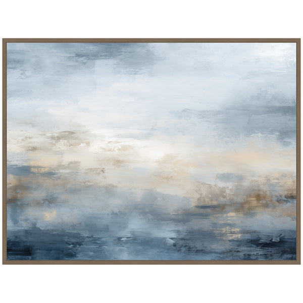Kate & Laurel Sylvie Tonal Abstract Oceanic Nautical Serenity Blue Horizontal Framed Canvas By The Creative Bunch Studio