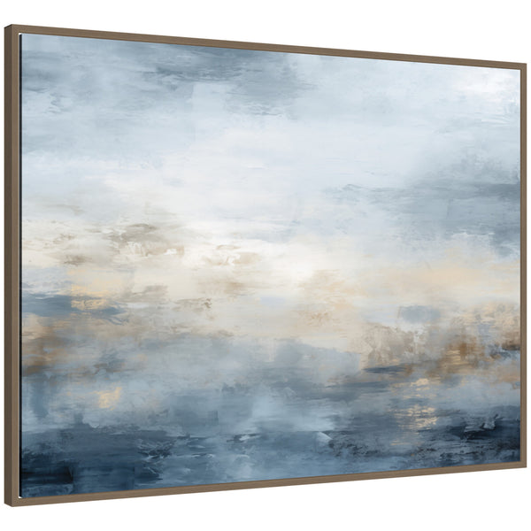 kate & laurel Sylvie Tonal Abstract Oceanic Nautical Serenity Blue Horizontal Framed Canvas by The Creative Bunch Studio