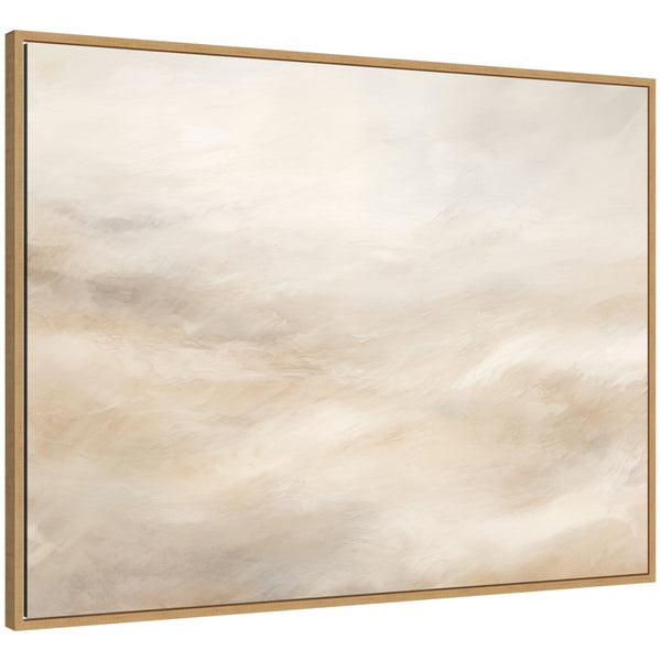 Kate & Laurel Sylvie Tonal Abstract Textural White And Beige Light Natural Neutrals Horizontal Framed Canvas By The Creative Bunch Studio