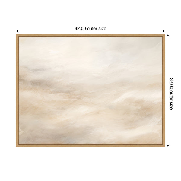Kate & Laurel Sylvie Tonal Abstract Textural White And Beige Light Natural Neutrals Horizontal Framed Canvas By The Creative Bunch Studio