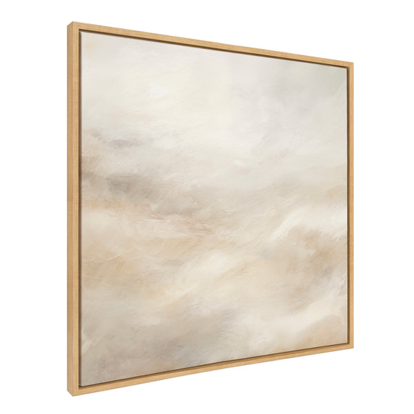 Kate & Laurel Sylvie Tonal Abstract White Beige Framed Canvas By The Creative Bunch Studio