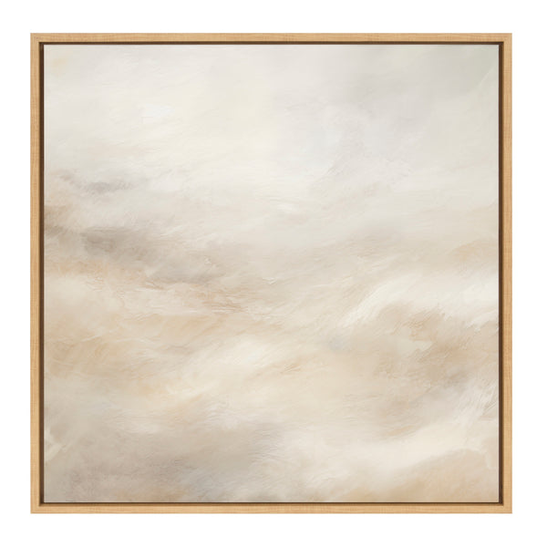 Kate & Laurel Sylvie Tonal Abstract White Beige Framed Canvas By The Creative Bunch Studio