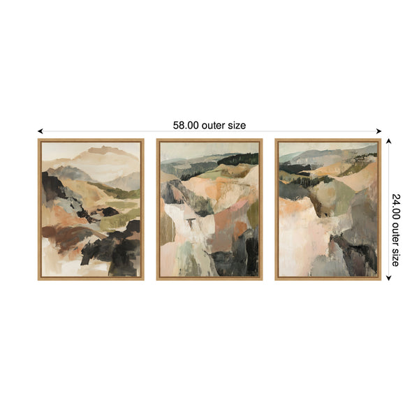 Kate & Laurel Sylvie Tonal Mountains - 3 Piece Framed Canvas Art Set By Amy Lighthall
