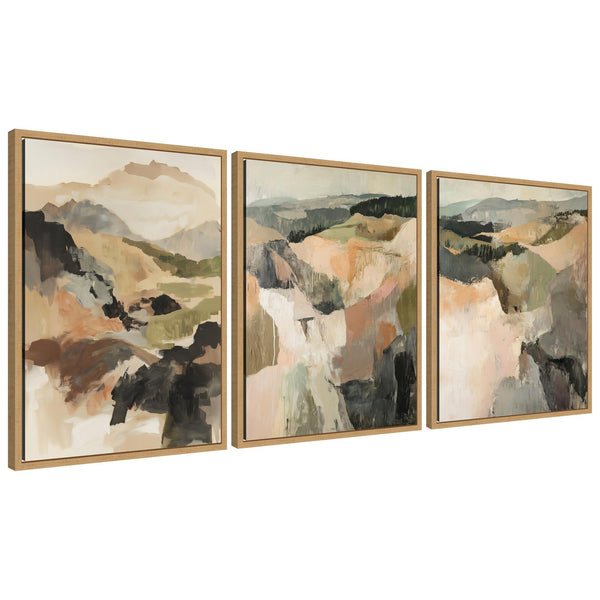 kate & laurel Sylvie Tonal Mountains - 3 Piece Framed Canvas Art Set by Amy Lighthall