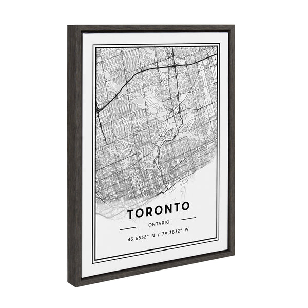 Kate & Laurel Sylvie Toronto Modern Map Framed Canvas By Jake Goossen