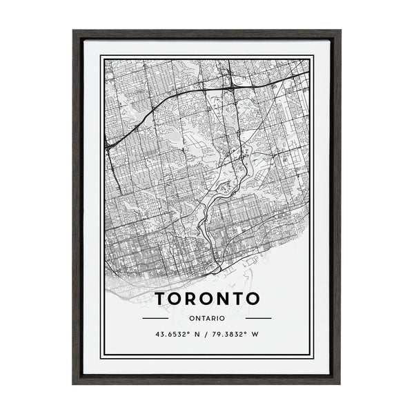 kate & laurel Sylvie Toronto Modern Map Framed Canvas by Jake Goossen