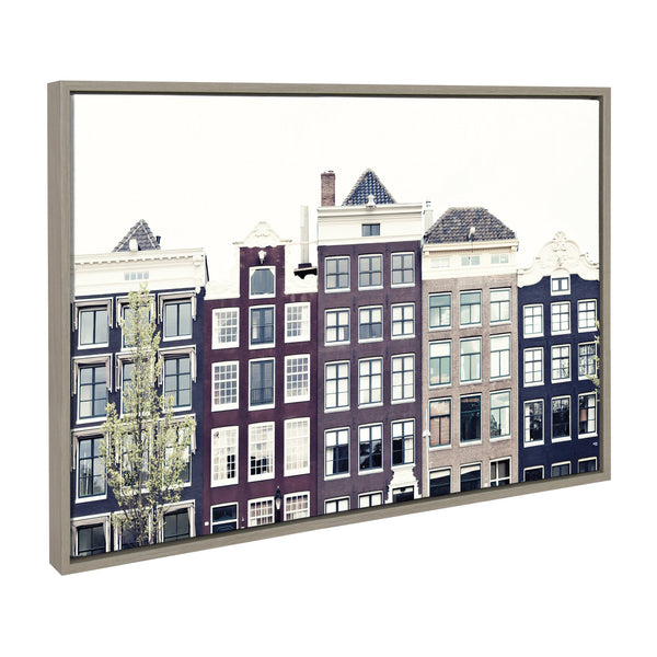 Kate & Laurel Sylvie Townhouses Framed Canvas By Caroline Mint