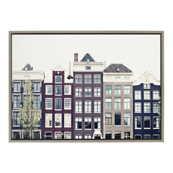 kate & laurel Sylvie Townhouses Framed Canvas by Caroline Mint