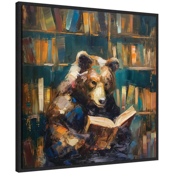 Kate & Laurel Sylvie Traditional Bear Reading In Library Framed Canvas By The Creative Bunch Studio