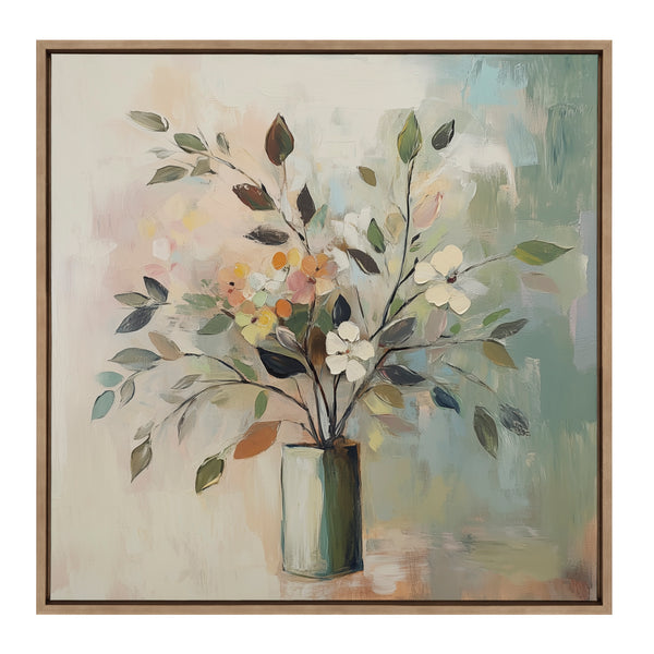 Kate & Laurel Sylvie Traditional Boho Floral Botanical I Framed Canvas By The Creative Bunch Studio
