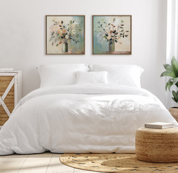 Kate & Laurel Sylvie Traditional Boho Floral Botanical I Framed Canvas By The Creative Bunch Studio