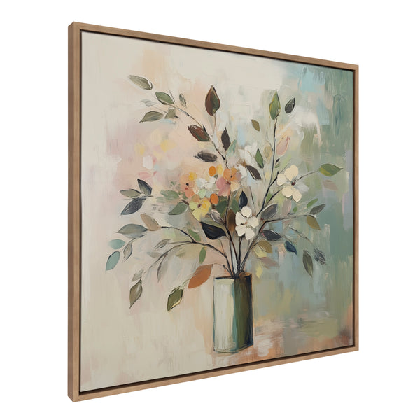 kate & laurel Sylvie Traditional Boho Floral Botanical I Framed Canvas by The Creative Bunch Studio