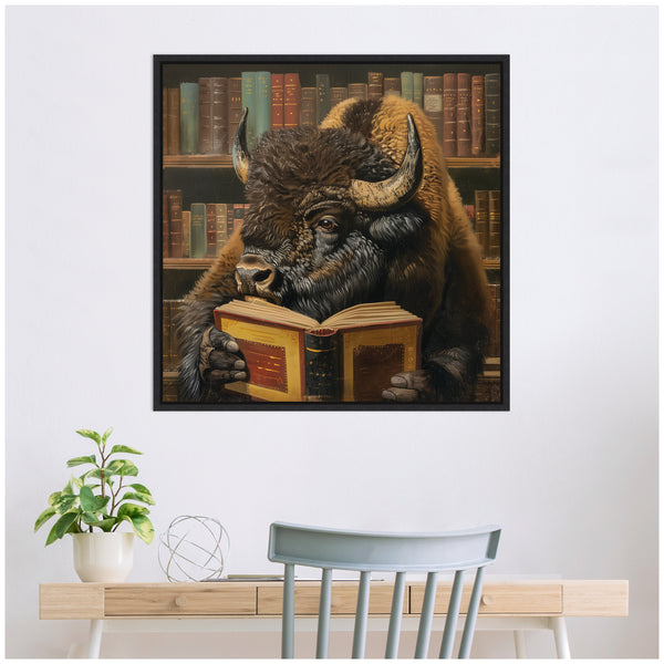 Kate & Laurel Sylvie Traditional Buffalo Reading In Library Framed Canvas By The Creative Bunch Studio