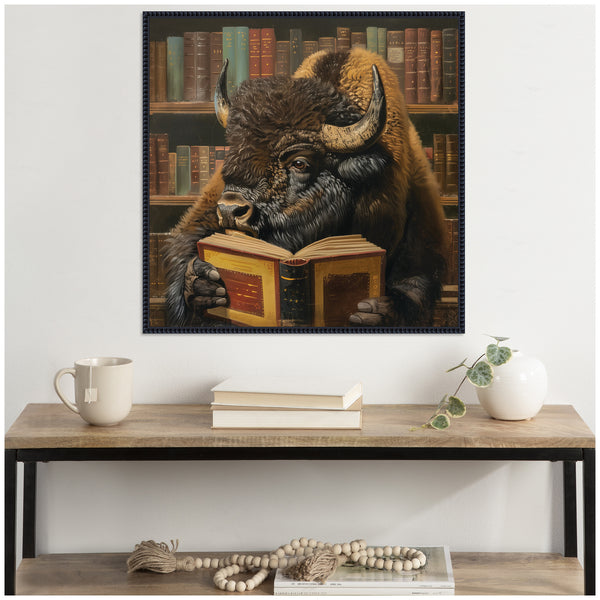 Kate & Laurel Sylvie Traditional Buffalo Reading In Library Framed Canvas By The Creative Bunch Studio
