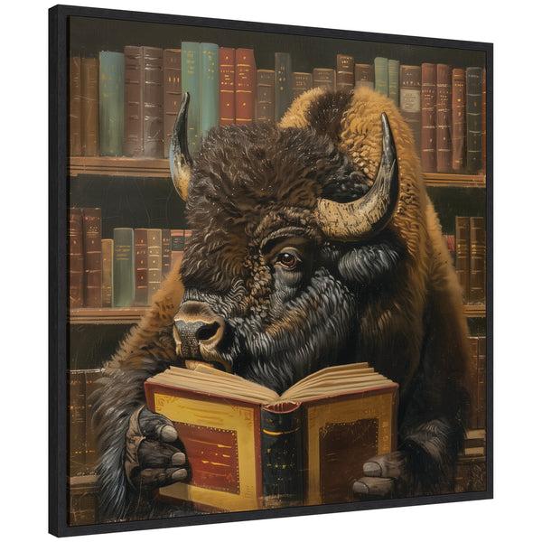 kate & laurel Sylvie Traditional Buffalo Reading in Library Framed Canvas by The Creative Bunch Studio