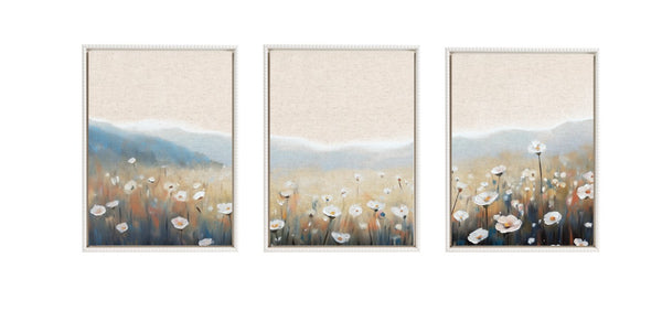 kate & laurel Sylvie Traditional Painterly Summer Meadows Framed Canvas Art Set by The Creative Bunch Studio