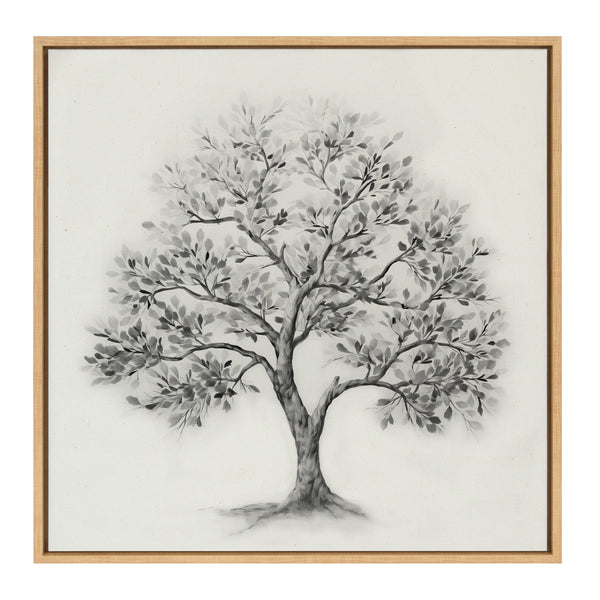 Kate & Laurel Sylvie Traditional Tree Linen Textured Framed Canvas By The Creative Bunch Studio