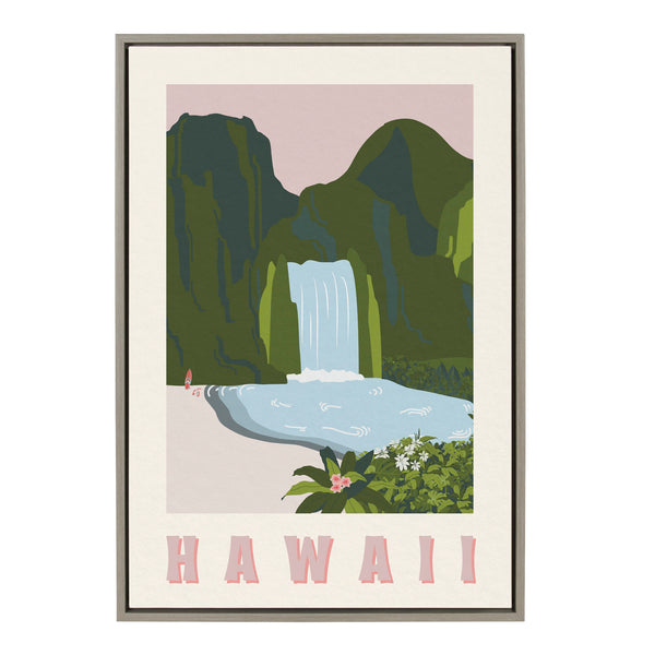 kate & laurel Sylvie Travel Poster Hawaii Framed Canvas by Chay O