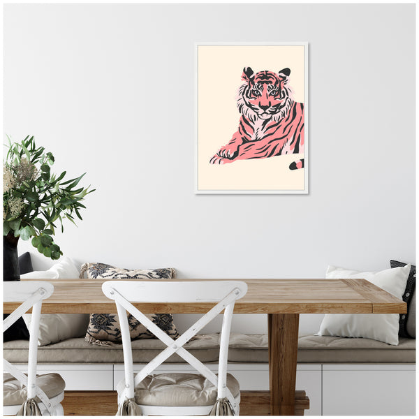 Kate & Laurel Sylvie Trendy Tiger Framed Canvas By Honey Island Studio