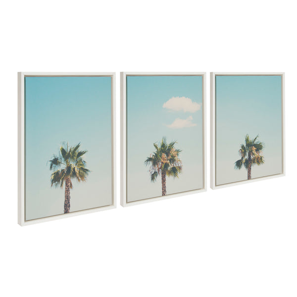 Kate & Laurel Sylvie Trio Of Palm Trees 1 2 And 3 Framed Canvas By Laura Evans