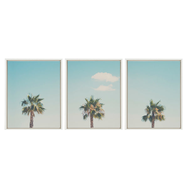 Kate & Laurel Sylvie Trio Of Palm Trees 1 2 And 3 Framed Canvas By Laura Evans