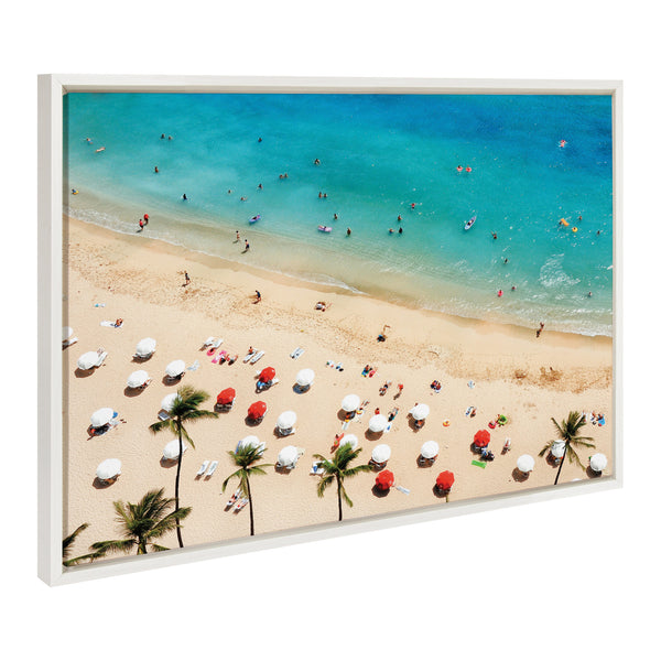 Kate & Laurel Sylvie Tropical Beach Framed Canvas By Simon Te