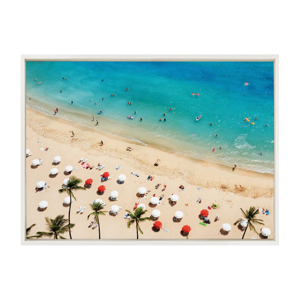 kate & laurel Sylvie Tropical Beach Framed Canvas by Simon Te