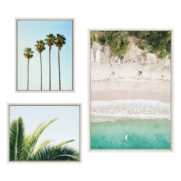 Kate & Laurel Sylvie Tropical Beach Framed Canvas Set