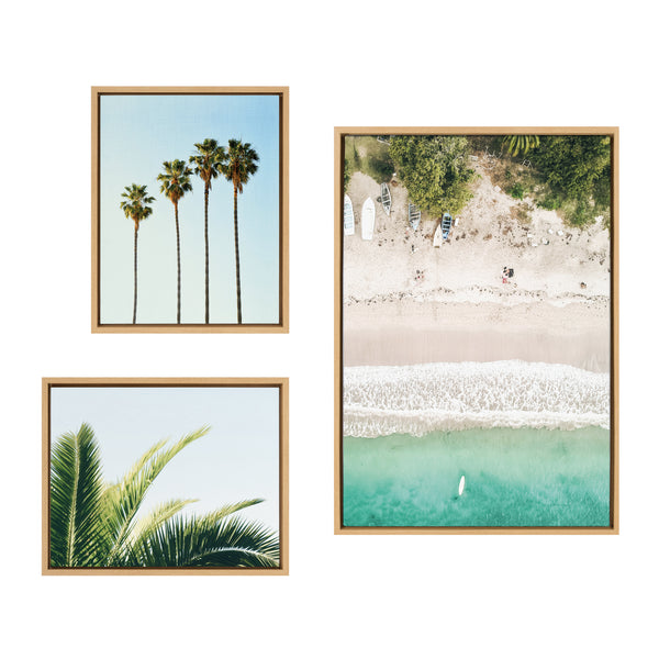 kate & laurel Sylvie Tropical Beach Framed Canvas Set