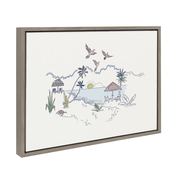 Kate & Laurel Sylvie Tropical Beach Scene Framed Canvas By The Creative Bunch Studio