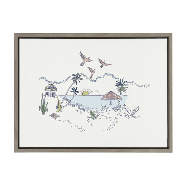kate & laurel Sylvie Tropical Beach Scene Framed Canvas by The Creative Bunch Studio