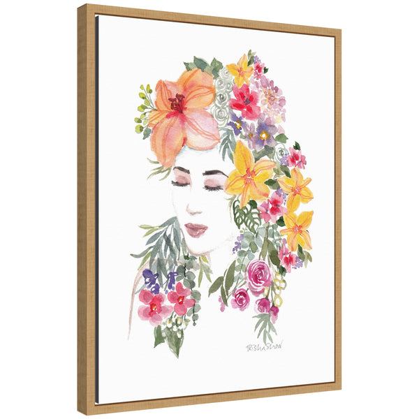 kate & laurel Sylvie Tropical Floral Woman Framed Canvas by Patricia Shaw