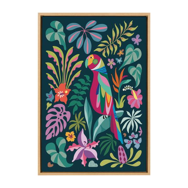 Kate & Laurel Sylvie Tropical Parrot Framed Canvas By Rachel Lee