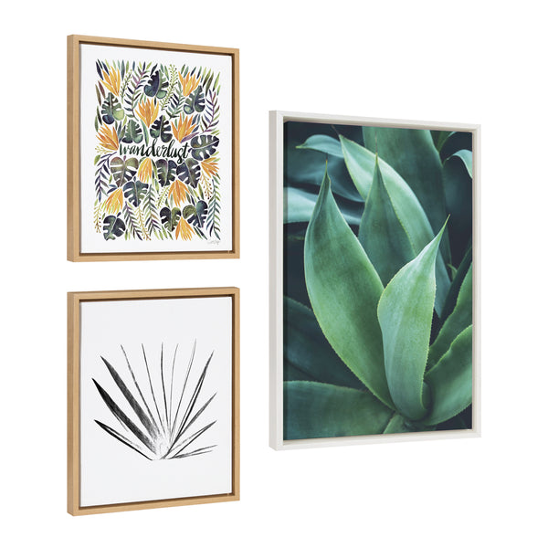 Kate & Laurel Sylvie Tropical Wanderlust Botanical Wall Art Framed Canvas Set