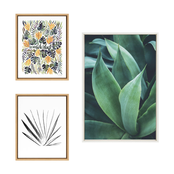 kate & laurel Sylvie Tropical Wanderlust Botanical Wall Art Framed Canvas Set