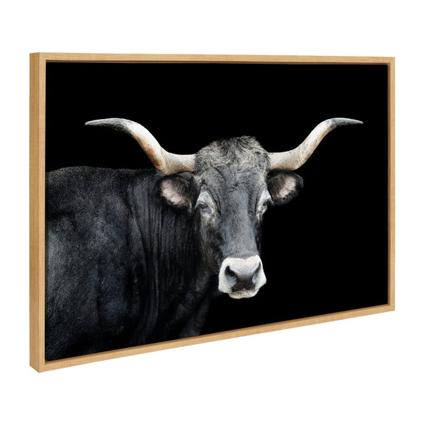 Kate & Laurel Sylvie Tudanca Cow Longhorn Bull Cattle Animal Framed Canvas By Xyo