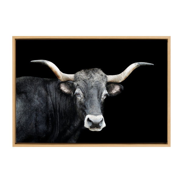 Kate & Laurel Sylvie Tudanca Cow Longhorn Bull Cattle Animal Framed Canvas By Xyo