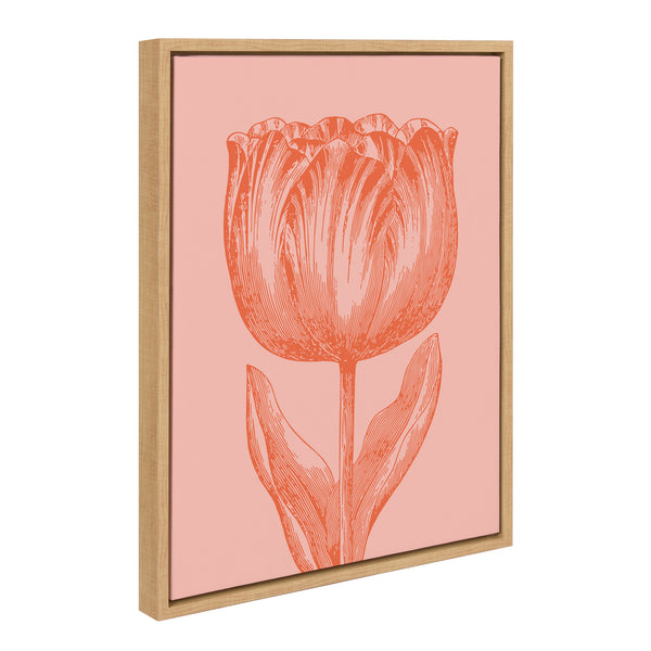 Kate & Laurel Sylvie Tulip In Pink And Orange Framed Canvas By Apricot And Birch