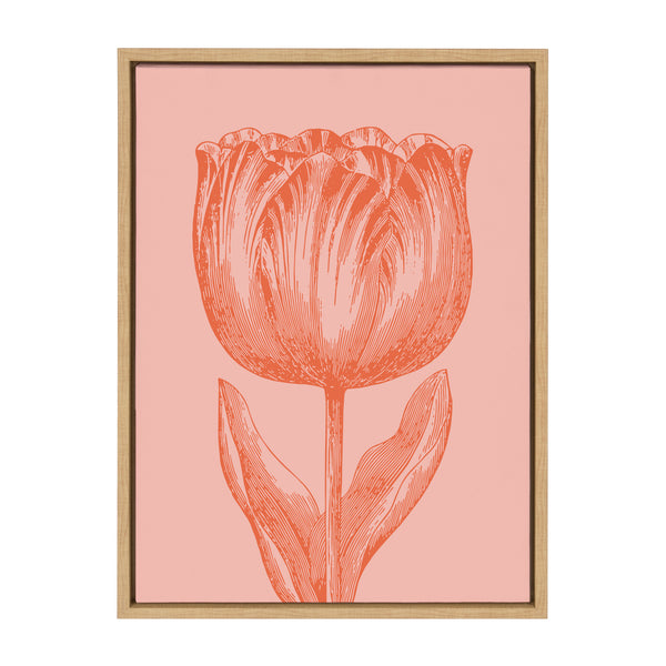 kate & laurel Sylvie Tulip in Pink and Orange Framed Canvas by Apricot and Birch