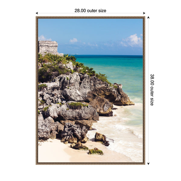Kate & Laurel Sylvie Tulum Ruins Mexico Seascape Framed Canvas By Stephanie Klatt