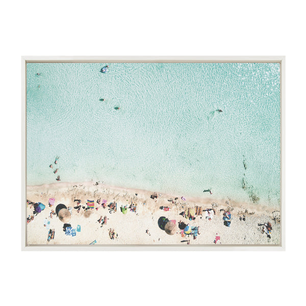 kate & laurel Sylvie Turquoise Beach from Above Framed Canvas by Amy Peterson Art Studio
